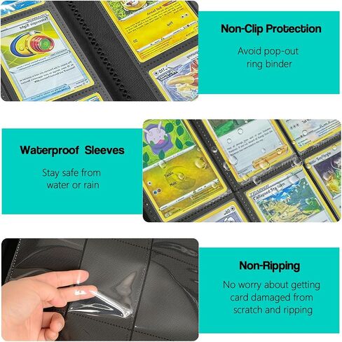 Toploader Binder, Oversized 9 Pocket 252 Top loaders Holder with Side-Loading Sleeves for Trading Cards in 3" x 4" Toploader (Black) in Saudi Arabia