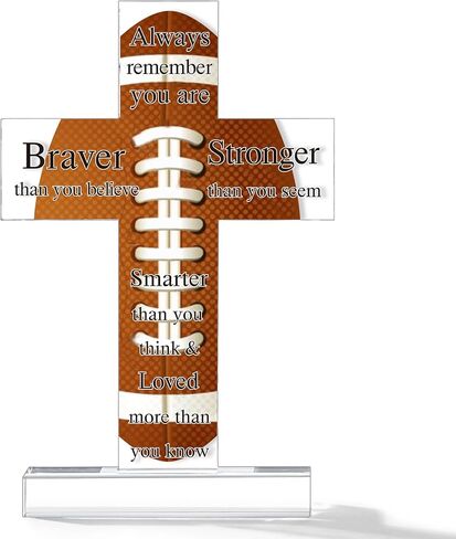 Seeloowy الاكريليك كرة القدم الصليب الهدايا اكسسوارات كرة القدم للرجال ملهمة كرة القدم الصليب الهدايا مع آية الكتاب المقدس كرة القدم هدايا الكتاب الديني لمحبي لاعبي كرة القدم in Kuwait