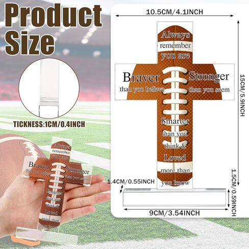 Seeloowy الاكريليك كرة القدم الصليب الهدايا اكسسوارات كرة القدم للرجال ملهمة كرة القدم الصليب الهدايا مع آية الكتاب المقدس كرة القدم هدايا الكتاب الديني لمحبي لاعبي كرة القدم in Kuwait