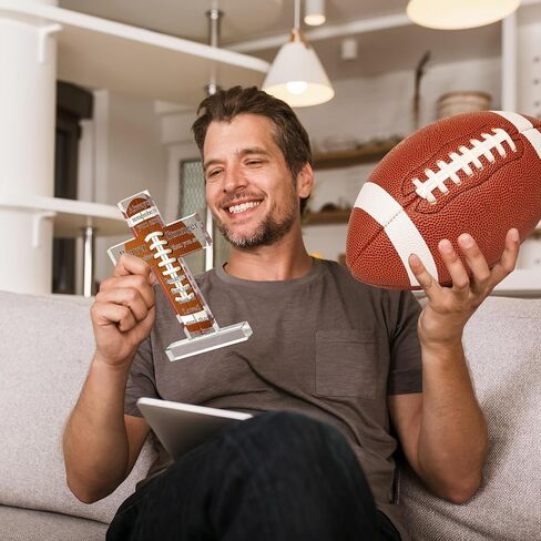 Seeloowy الاكريليك كرة القدم الصليب الهدايا اكسسوارات كرة القدم للرجال ملهمة كرة القدم الصليب الهدايا مع آية الكتاب المقدس كرة القدم هدايا الكتاب الديني لمحبي لاعبي كرة القدم in Kuwait