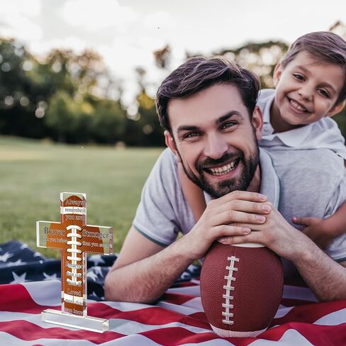 Seeloowy الاكريليك كرة القدم الصليب الهدايا اكسسوارات كرة القدم للرجال ملهمة كرة القدم الصليب الهدايا مع آية الكتاب المقدس كرة القدم هدايا الكتاب الديني لمحبي لاعبي كرة القدم in Kuwait