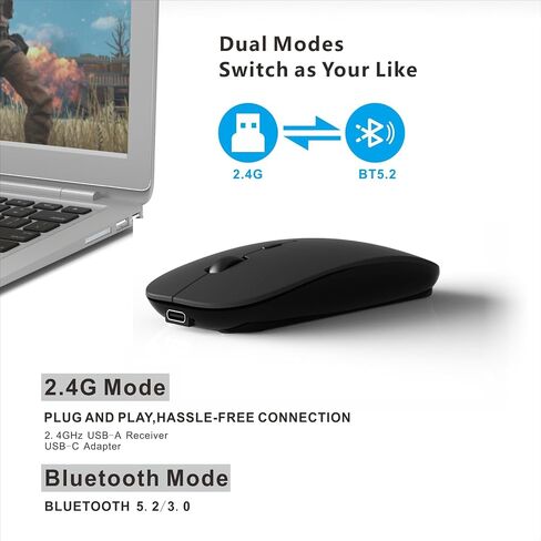 Bluetooth Rechargeable Mouse for iPad Air/iPad Pro/Laptop/Tablet/iPhone/PC, (Not for Mac,MacBook) Silver in Saudi Arabia