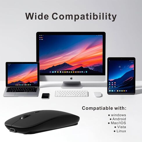 Bluetooth Rechargeable Mouse for iPad Air/iPad Pro/Laptop/Tablet/iPhone/PC, (Not for Mac,MacBook) Silver in Saudi Arabia