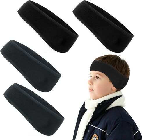 4 Pcs Kids Ear Warmer Fleece Headband Winter Ear Warmer Headband Fleece Running Ear Muffs for Child Outside Running Sporting (Black,blue,red,grey) in Kuwait