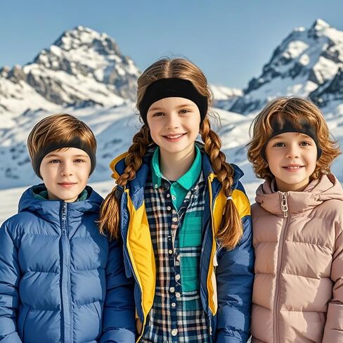 4 Pcs Kids Ear Warmer Fleece Headband Winter Ear Warmer Headband Fleece Running Ear Muffs for Child Outside Running Sporting (Black,blue,red,grey) in Kuwait