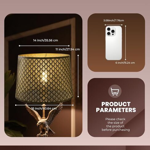 Large Lampshades Set of 2 Drum Lamp Shades 15" Top X 15" Bottom X 12" High, Large Lamp Shade Spider Fitter Brown Lampshades Come with 10" Height Gold Lamp Shade Holder Set of 2 Easy Assembly Required in Kuwait