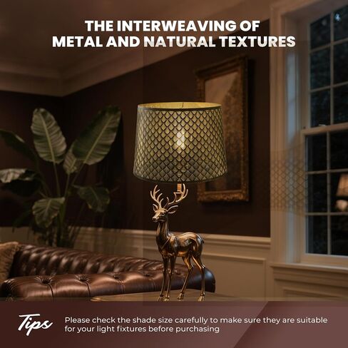 Large Lampshades Set of 2 Drum Lamp Shades 15" Top X 15" Bottom X 12" High, Large Lamp Shade Spider Fitter Brown Lampshades Come with 10" Height Gold Lamp Shade Holder Set of 2 Easy Assembly Required in Kuwait