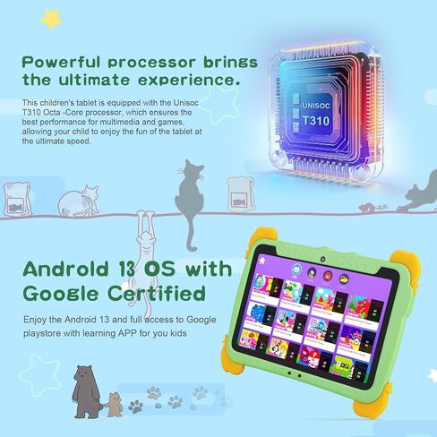 C idea 7 inches Tablet for Kids Age 3-7,Android 13 Kids Tablet, Pre-Installed Learning Educational Apps Todder Tablet, HD IPS Screen for Eye Protection,BT, WiFi, Dual Camera, Gift for Kids (Blue) in Kuwait