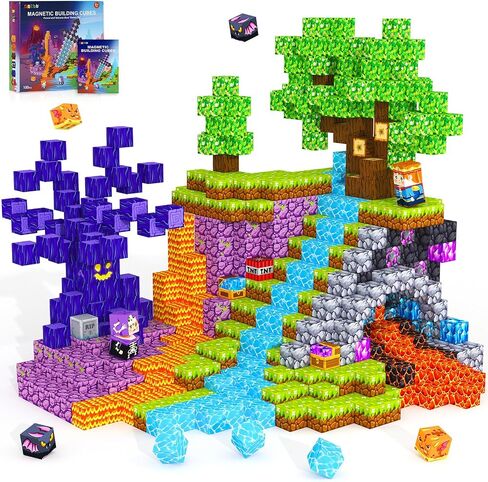 Magnetic Blocks, Magnetic Tiles Building Blocks, Magnet Cubes Toddler Kids Toys, Sensory STEM Toys for 3-5 4-6 5-7 6-8 Year Old Boys Girls Easter Birthday Gifts Travel Outdoor Kids Games (0.8IN/2CM) in Kuwait
