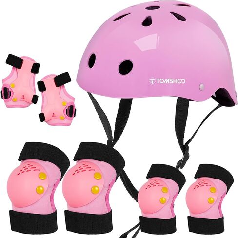 TOMSHOO Adjustable Helmet for Ages 5-16 Kids Toddler Boys Girls Youth,Protective Gear Set with Elbow Knee Wrist Pads for Skateboard, Bike, Skating, Cycling Roller Skate in Kuwait