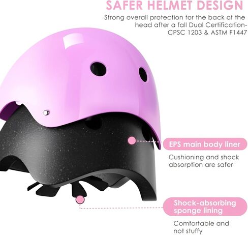 TOMSHOO Adjustable Helmet for Ages 5-16 Kids Toddler Boys Girls Youth,Protective Gear Set with Elbow Knee Wrist Pads for Skateboard, Bike, Skating, Cycling Roller Skate in Kuwait