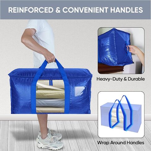 BALEINE 6-Pack Oversized Moving Bags with Reinforced Handles, Heavy-Duty Storage Tote for Clothes, Moving Supplies (Royal Blue, 6-Pack) in Saudi Arabia