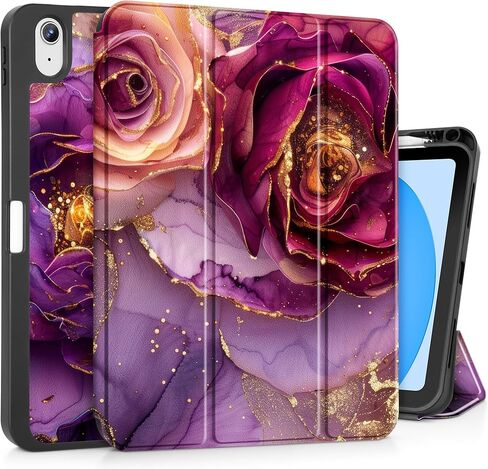 Mektron Case for 2025 iPad 11 inch A16 11th Gen Fit iPad 10th Generation 10.9 inch 2022, Tablet Cover with Trifold Stand + Pencil Holder + Auto Wake/Sleep + TPU Back Cover, Watercolor FlowerC328 in Kuwait