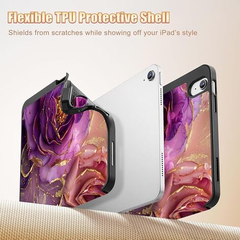 Mektron Case for 2025 iPad 11 inch A16 11th Gen Fit iPad 10th Generation 10.9 inch 2022, Tablet Cover with Trifold Stand + Pencil Holder + Auto Wake/Sleep + TPU Back Cover, Watercolor FlowerC328 in Kuwait