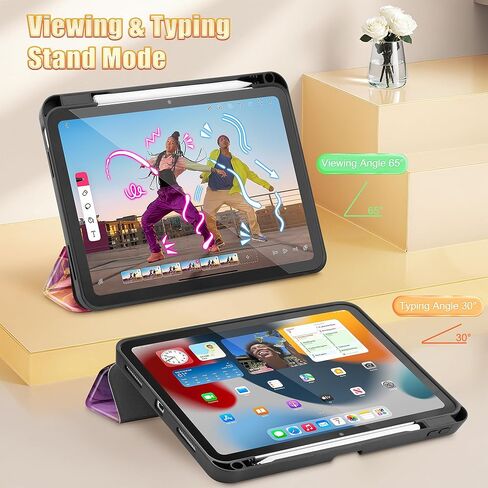 Mektron Case for 2025 iPad 11 inch A16 11th Gen Fit iPad 10th Generation 10.9 inch 2022, Tablet Cover with Trifold Stand + Pencil Holder + Auto Wake/Sleep + TPU Back Cover, Watercolor FlowerC328 in Kuwait