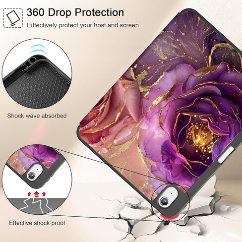 Mektron Case for 2025 iPad 11 inch A16 11th Gen Fit iPad 10th Generation 10.9 inch 2022, Tablet Cover with Trifold Stand + Pencil Holder + Auto Wake/Sleep + TPU Back Cover, Watercolor FlowerC328 in Kuwait