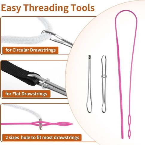 12 Pcs Drawstring Cord, 53 Inch Hoodie String Replacement, Draw String with Threader Tool for Sweatpants Pants (Black/White) in Kuwait