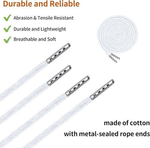 12 Pcs Drawstring Cord, 53 Inch Hoodie String Replacement, Draw String with Threader Tool for Sweatpants Pants (Black/White) in Kuwait