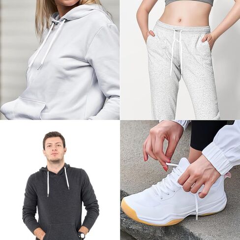 12 Pcs Drawstring Cord, 53 Inch Hoodie String Replacement, Draw String with Threader Tool for Sweatpants Pants (Black/White) in Kuwait