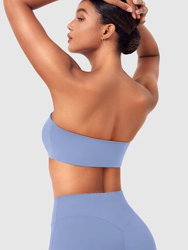 VOYJOY Women Strapless Bandeau Bra Wireless Padded Sports Bra Tube Top Seamless Stretchy Workout Bralette in Saudi Arabia