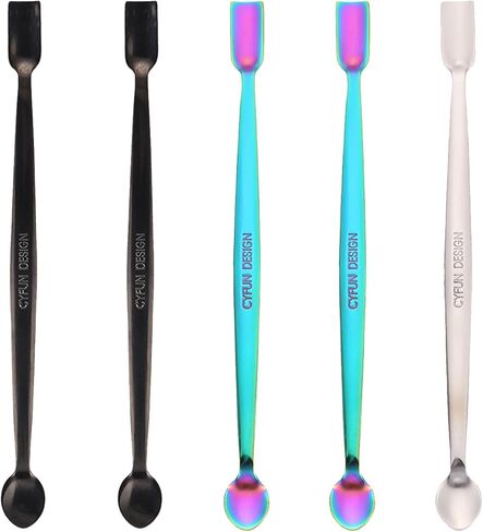 Brirtw 5 PCS ملعقة الفولاذ المقاوم للصدأ | صياغة خالية من الفوضى مع ملاعق مزدوجة على شكل لاعبين ، ومساحيق نقش ، والترتر والزينة الصغيرة | الذهب | 6.7 بوصة in Kuwait