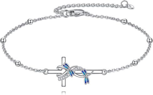 POPLYKE Ladybug Cross Anklet for Women Sterling Silver Cross Anklet Ladybug Jewelry Gift for Women in Saudi Arabia