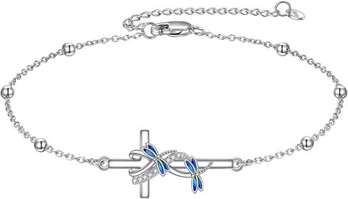 POPLYKE Ladybug Cross Anklet for Women Sterling Silver Cross Anklet Ladybug Jewelry Gift for Women in Saudi Arabia