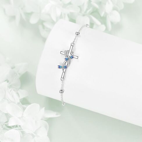 POPLYKE Ladybug Cross Anklet for Women Sterling Silver Cross Anklet Ladybug Jewelry Gift for Women in Saudi Arabia