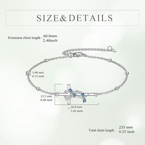 POPLYKE Ladybug Cross Anklet for Women Sterling Silver Cross Anklet Ladybug Jewelry Gift for Women in Saudi Arabia