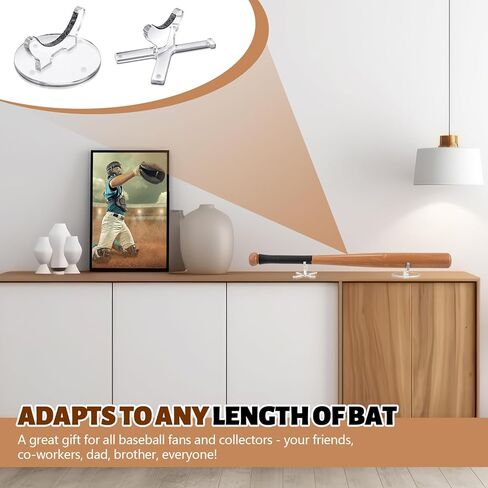 مجموعة حامل مضرب البيسبول المكتبي من Yerliker، تناسب مقاس 2-5/8 بوصة، حامل عرض مضرب بيسبول أكريليك، حامل عرض مضرب بيسبول، حامل مضرب بيسبول، حامل عرض مضرب بيسبول للتذكارات كهدية قابلة للتجميع in Kuwait