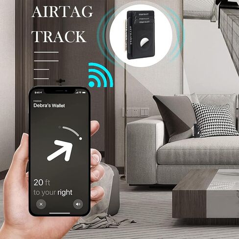 Wallet with Airtag Holder, Airtag Wallet for Men,Slim Minimalist Wallet for Apple Air Tag,Carbon Fiber RFID Blocking Wallet with ID Window,Card Slots,Money Slot in Kuwait