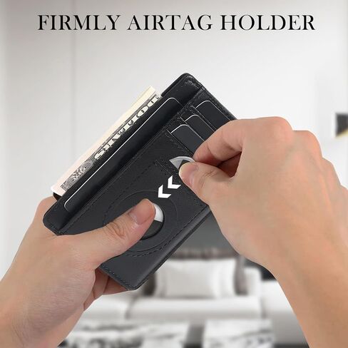Wallet with Airtag Holder, Airtag Wallet for Men,Slim Minimalist Wallet for Apple Air Tag,Carbon Fiber RFID Blocking Wallet with ID Window,Card Slots,Money Slot in Kuwait