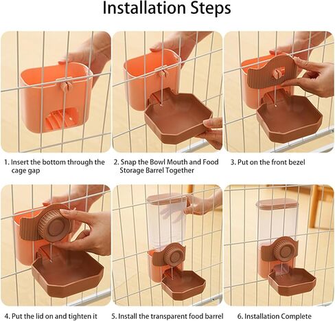 Automatic Gravity Pet Feeder Water Dispenser with Adjustable Hanging Hook - Large Capacity for Small/Medium Animals (Guinea Pigs, Cat, Rabbits, Hedgehogs, Birds) Easy Clean Cage-Mounted in Saudi Arabia