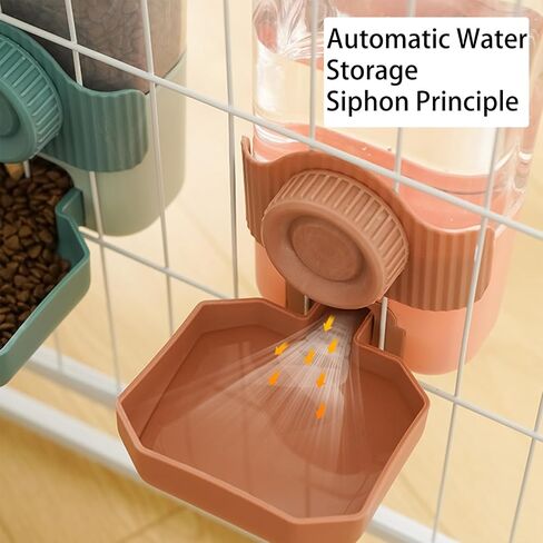 Automatic Gravity Pet Feeder Water Dispenser with Adjustable Hanging Hook - Large Capacity for Small/Medium Animals (Guinea Pigs, Cat, Rabbits, Hedgehogs, Birds) Easy Clean Cage-Mounted in Saudi Arabia