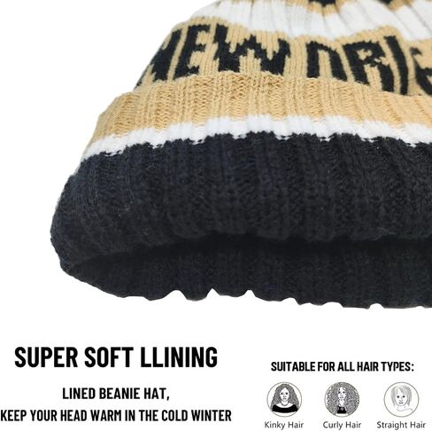 New Orleans Beanie Knit Hat with Pom Winter Cuffed Cap Sport Fans Gift in Kuwait