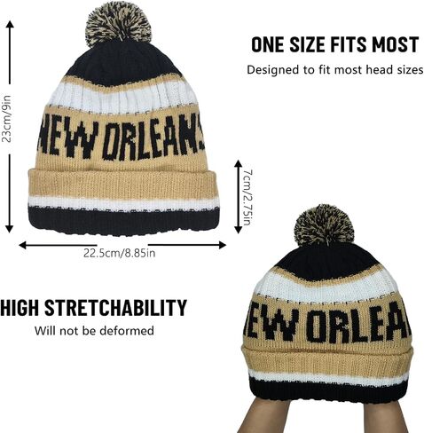 New Orleans Beanie Knit Hat with Pom Winter Cuffed Cap Sport Fans Gift in Kuwait