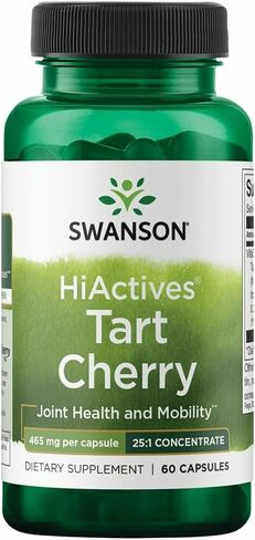 Swanson HiActives Tart Cherry - Natural Supplement Supporting Joint Health, Mobility & Flexibility - Helps Strengthen Collagen Structures & Connective Tissue - (60 Capsules, 465mg Each) in Saudi Arabia