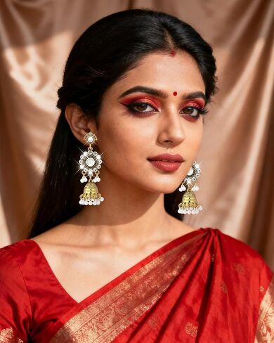 أقراط Jhumkas الهندية للنساء الهنديات بوليوود الثريا القرصية أقراط الذهب العرقي العرقي التقليدي Jhumka jhumki حلقات الزفاف حفل زفاف حفلة موسيقية في المجوهرات in Kuwait
