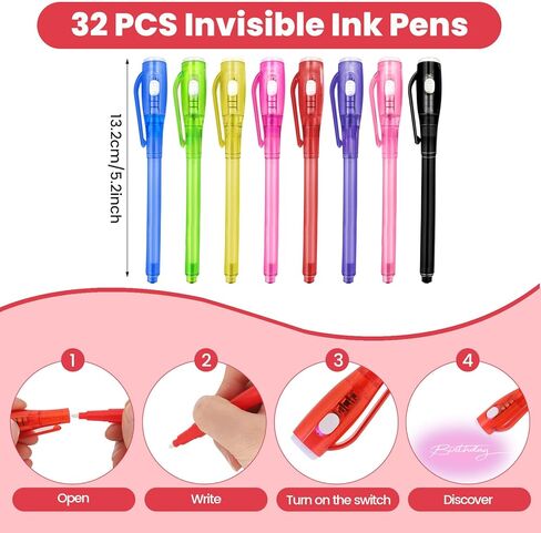 8 PCS Invisible Ink Pen Spy Pens for Kids, Magic Markers for 6-13 Year Old Boys Girls Fun Outdoor Toys, Birthday Christmas Gift for Girls Boys Party Favors Toys in Kuwait