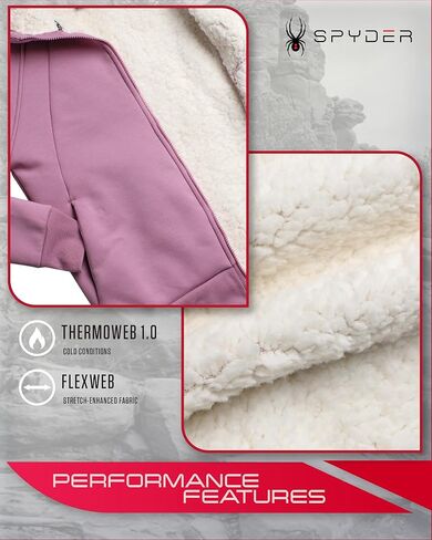 Spyder Women's Sherpa Lined Hoodie Sweatshirt - UPF 50+ Cozy Heavyweight Thermal Waffle Knit Hoodie for Women (Sizes: S-XL) in Kuwait