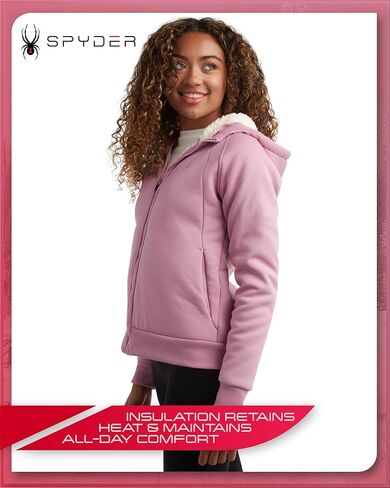 Spyder Women's Sherpa Lined Hoodie Sweatshirt - UPF 50+ Cozy Heavyweight Thermal Waffle Knit Hoodie for Women (Sizes: S-XL) in Kuwait