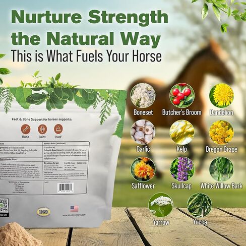 Silver Lining Herbs Equine Feet and Bone Support - Supports Healthy Horse Hoof Growth - Helps Support Healthy Bones, Tendons and Ligaments - Made with Natural Herbs - 1 lb Bag in Kuwait