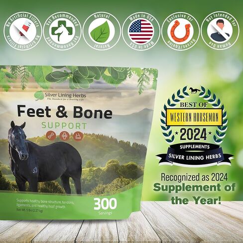 Silver Lining Herbs Equine Feet and Bone Support - Supports Healthy Horse Hoof Growth - Helps Support Healthy Bones, Tendons and Ligaments - Made with Natural Herbs - 1 lb Bag in Kuwait
