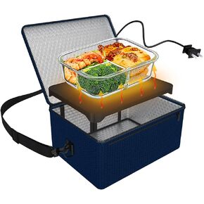 Portable Oven, 12V 24V 110V-240V Car Food Warmer Portable Personal Mini Oven Electric Heated Lunch Box for Meals Reheating & Raw Food Cooking for Road Trip/Camping/Picnic/Family Gathering(Black) in Saudi Arabia