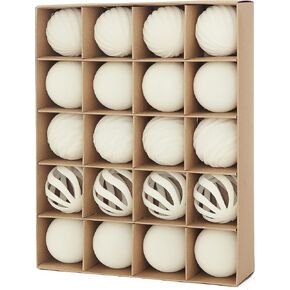 Senjie 12pcs كرات عيد الميلاد المخملية توافد شجرة عيد الميلاد 3.15 بوصة زخارف الكرات البلاستيكية الكريمة الزخارف الشنق in Kuwait