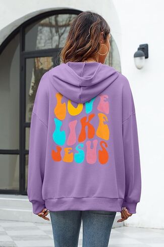 LUKYCILD المسيحية بلايز النساء الحب مثل يسوع البلوز يسوع الإيمان قمصان الدينية الله كنزة بمقاس كبير هوديي in Kuwait