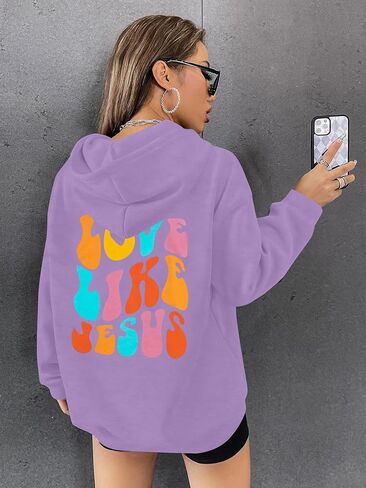 LUKYCILD المسيحية بلايز النساء الحب مثل يسوع البلوز يسوع الإيمان قمصان الدينية الله كنزة بمقاس كبير هوديي in Kuwait