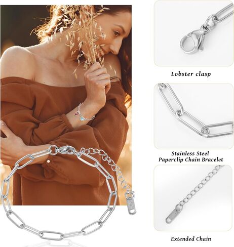 30pcs paperclip Charm Bracelets سلسلة لصنع المجوهرات ، 6.3 بوصة 18K سوار سوار مطلي بالذهب DIY مع مشابك جراد البحر (الذهب) in Kuwait