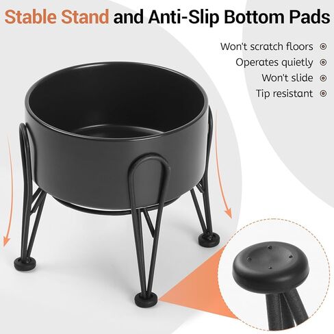 Elevated Dog Bowls, Ceramic Raised Dog Bowl Set with Anti-Slip and Non-Tip Metal Stand, 2 Pack Pet Food and Water Feeding Bowls for Small and Medium Dogs (White,7.6 Cups) in Kuwait