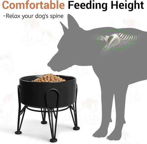 Elevated Dog Bowls, Ceramic Raised Dog Bowl Set with Anti-Slip and Non-Tip Metal Stand, 2 Pack Pet Food and Water Feeding Bowls for Small and Medium Dogs (White,7.6 Cups) in Kuwait